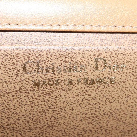 Christian Dior Chain Shoulder Bag Leather Beige Gold Auth BA7308