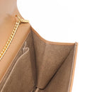 Christian Dior Chain Shoulder Bag Leather Beige Gold Auth BA7308-18