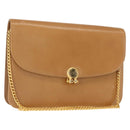 Christian Dior Chain Shoulder Bag Leather Beige Gold Auth BA7308-1