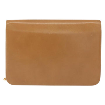 Christian Dior Chain Shoulder Bag Leather Beige Gold Auth BA7308 - 0