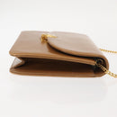 Christian Dior Chain Shoulder Bag Leather Beige Gold Auth BA7308-3