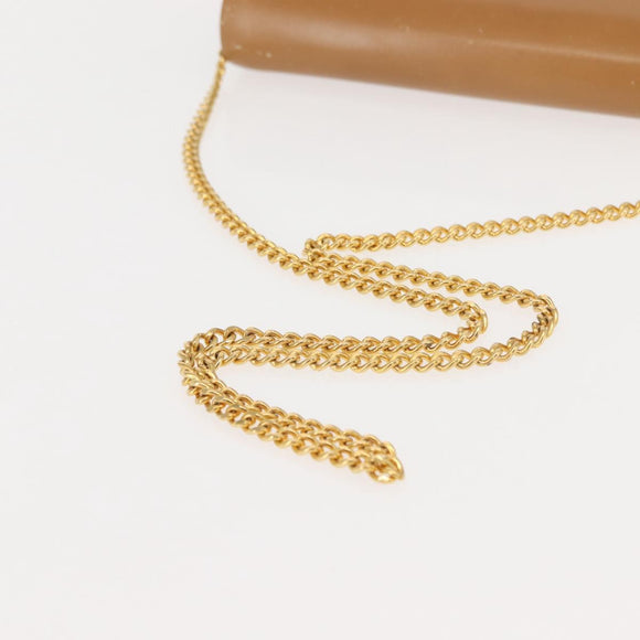 Christian Dior Chain Shoulder Bag Leather Beige Gold Auth BA7308