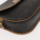 Christian Dior Honeycomb Canvas Shoulder Bag PVC Black Gold Auth BA7309-14