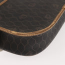 Christian Dior Honeycomb Canvas Shoulder Bag PVC Black Gold Auth BA7309-16