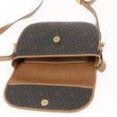 Christian Dior Honeycomb Canvas Shoulder Bag PVC Black Gold Auth BA7309-10