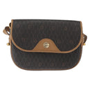 Christian Dior Honeycomb Canvas Shoulder Bag PVC Black Gold Auth BA7309-13