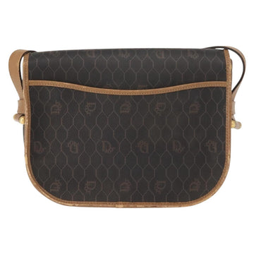 Christian Dior Honeycomb Canvas Shoulder Bag PVC Black Gold Auth BA7309 - 0