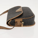 Christian Dior Honeycomb Canvas Shoulder Bag PVC Black Gold Auth BA7309-4