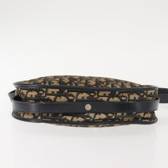 Christian Dior Trotter Canvas Shoulder Bag Navy Gold Auth BA7310