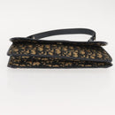 Christian Dior Trotter Canvas Shoulder Bag Navy Gold Auth BA7312-6