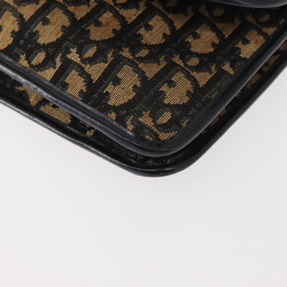 Christian Dior Trotter Canvas Shoulder Bag Navy Gold Auth BA7312