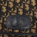 Christian Dior Trotter Canvas Shoulder Bag Navy Gold Auth BA7312-18