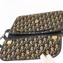 Christian Dior Trotter Canvas Shoulder Bag Navy Gold Auth BA7312-10