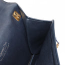 Christian Dior Trotter Canvas Shoulder Bag Navy Gold Auth BA7312-20