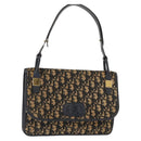 Christian Dior Trotter Canvas Shoulder Bag Navy Gold Auth BA7312-1