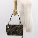 Christian Dior Trotter Canvas Shoulder Bag Navy Gold Auth BA7312-22