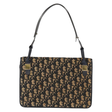 Christian Dior Trotter Canvas Shoulder Bag Navy Gold Auth BA7312 - 0