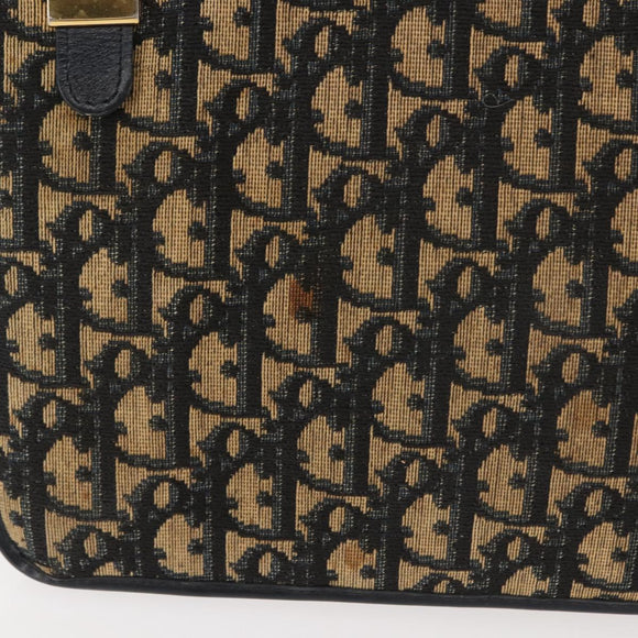 Christian Dior Trotter Canvas Shoulder Bag Navy Gold Auth BA7312