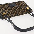 Christian Dior Trotter Canvas Shoulder Bag Navy Gold Auth BA7312-7