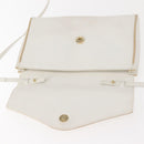 CELINE Shoulder Bag Leather White Gold Auth BA7313-18