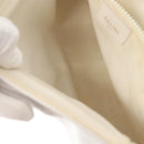 CELINE Shoulder Bag Leather White Gold Auth BA7313-10