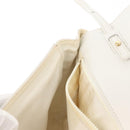 CELINE Shoulder Bag Leather White Gold Auth BA7313-20