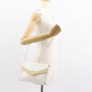 CELINE Shoulder Bag Leather White Gold Auth BA7313-22