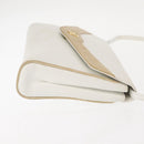 CELINE Shoulder Bag Leather White Gold Auth BA7313-3