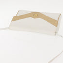 CELINE Shoulder Bag Leather White Gold Auth BA7313-6