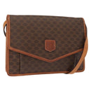 CELINE Macadam Canvas Shoulder Bag PVC Leather Brown Gold Auth BA7314-1