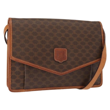 CELINE Macadam Canvas Shoulder Bag PVC Leather Brown Gold Auth BA7314