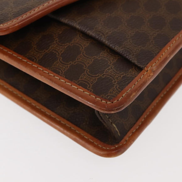 CELINE Macadam Canvas Shoulder Bag PVC Leather Brown Gold Auth BA7314