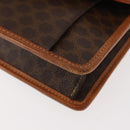 CELINE Macadam Canvas Shoulder Bag PVC Leather Brown Gold Auth BA7314-14