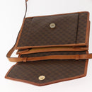 CELINE Macadam Canvas Shoulder Bag PVC Leather Brown Gold Auth BA7314-10