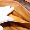 CELINE Macadam Canvas Shoulder Bag PVC Leather Brown Gold Auth BA7314-21