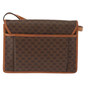 CELINE Macadam Canvas Shoulder Bag PVC Leather Brown Gold Auth BA7314 - 0