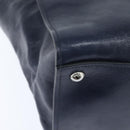 PRADA Hand Bag Leather 2way Navy Gold Auth BA7315-17