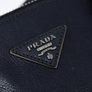 PRADA Hand Bag Leather 2way Navy Gold Auth BA7315-19