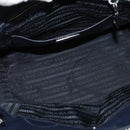 PRADA Hand Bag Leather 2way Navy Gold Auth BA7315-10