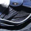 PRADA Hand Bag Leather 2way Navy Gold Auth BA7315-24