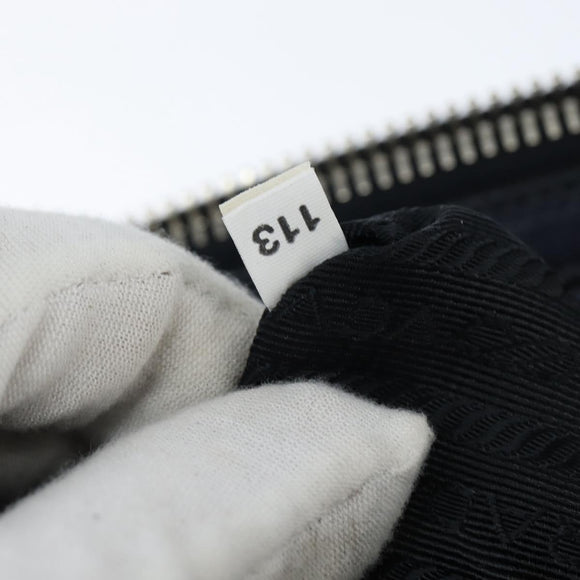 PRADA Hand Bag Leather 2way Navy Gold Auth BA7315