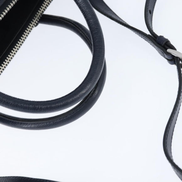 PRADA Hand Bag Leather 2way Navy Gold Auth BA7315