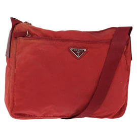 PRADA Shoulder Bag Nylon Red Silver Auth BA7316