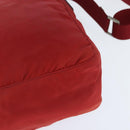 PRADA Shoulder Bag Nylon Red Silver Auth BA7316-18