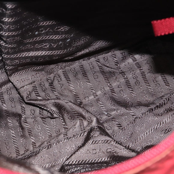 PRADA Shoulder Bag Nylon Red Silver Auth BA7316