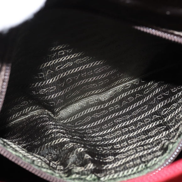 PRADA Shoulder Bag Nylon Red Silver Auth BA7316