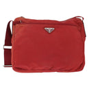 PRADA Shoulder Bag Nylon Red Silver Auth BA7316-13