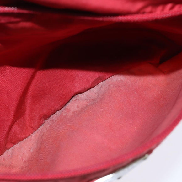 PRADA Shoulder Bag Nylon Red Silver Auth BA7316