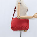PRADA Shoulder Bag Nylon Red Silver Auth BA7316-24