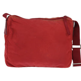 PRADA Shoulder Bag Nylon Red Silver Auth BA7316 - 0